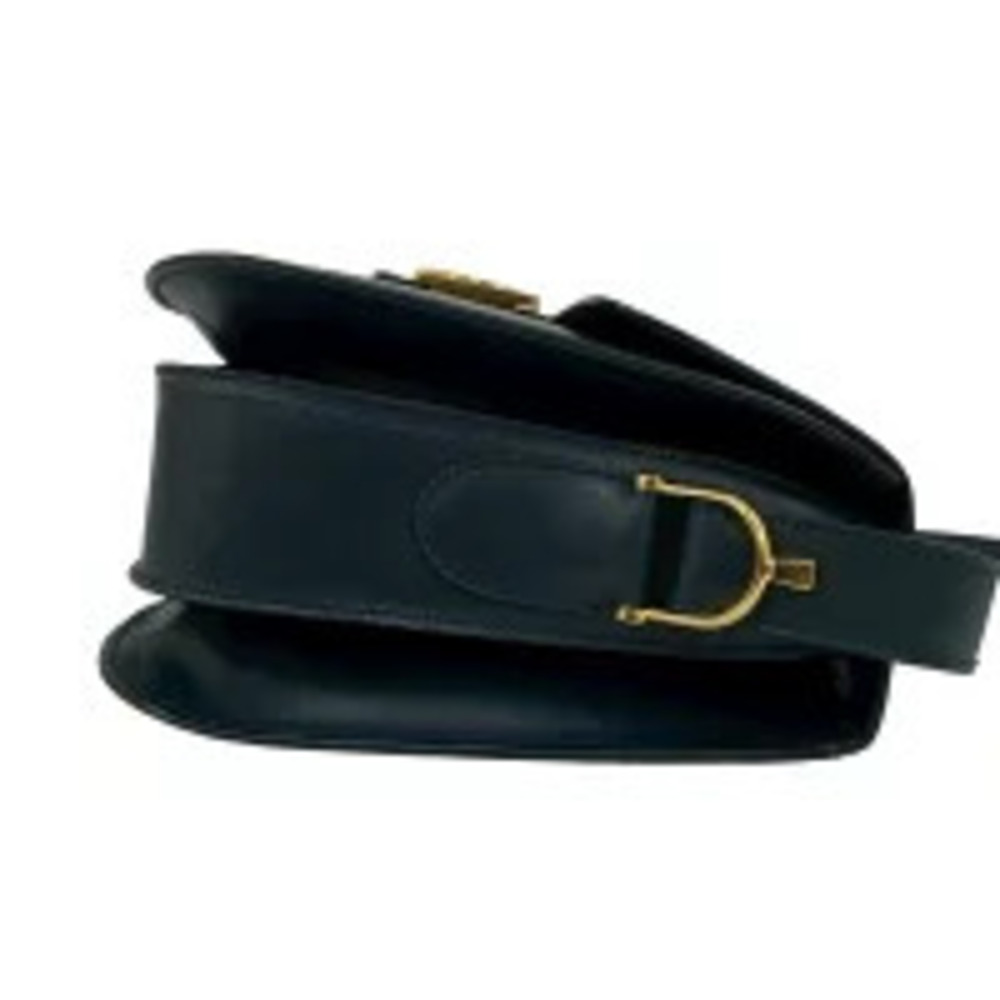 CELINE Calf Leather Shoulder Bag Pochette Sacoche Carriage Navy Blue - Picture 6 of 10